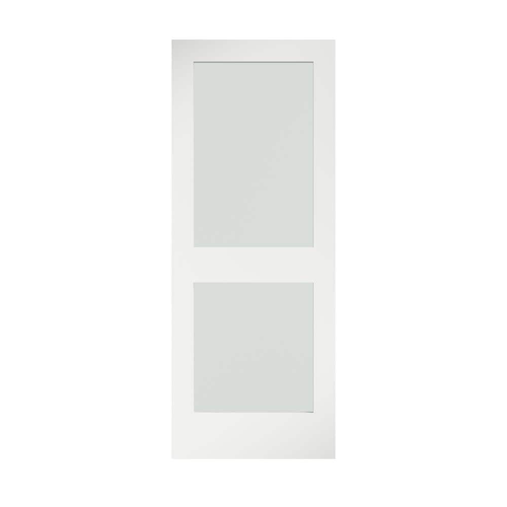 28" x 80" White Primed Pine Interior Door with Frosted Glass