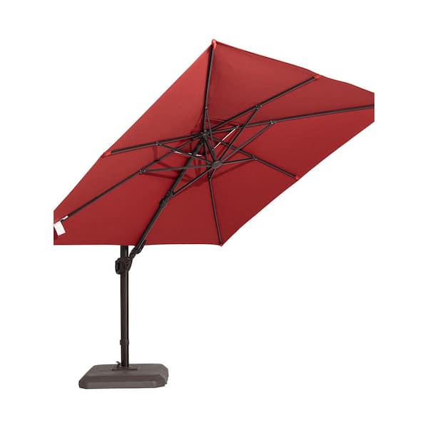 JEAREY 10 ft. x 10 ft. Sunbrella 99% Anti-UV Square Outdoor Cantilever Patio Umbrella with weighted Base in Red