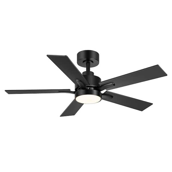 Walter 42 in. Indoor Black Ceiling Fan with Adjustable White LED Light, 5 Reversible Blades and Remote Control Included