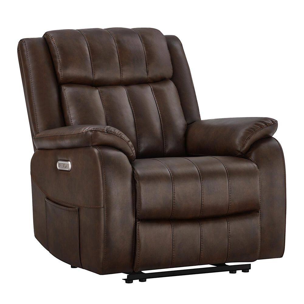 Vensa Dark Brown Faux Leather Power Wall Hugger Recliner with Channel-Tufted Design,Plush Over-Padded Armrests, Pocket price history on PriceWatchPro