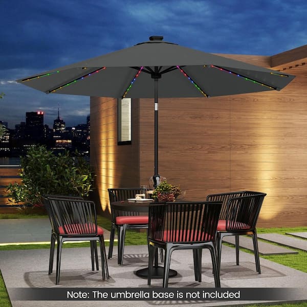 SKONYON 10 ft Solar Patio Umbrella with 96 Multi-Color LED Lights