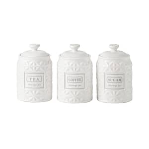3-Piece Ceramic Canister Set with Airtight Seal, Coffee Canisters for Ground Coffee Sugar Container Tea Storage Jars