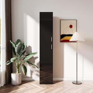 13.78 in. W x 11.5 in. D x 74.8 in. H Black Tall Freestanding Storage Linen Cabinet with Adjustable Shelves and 2-Doors