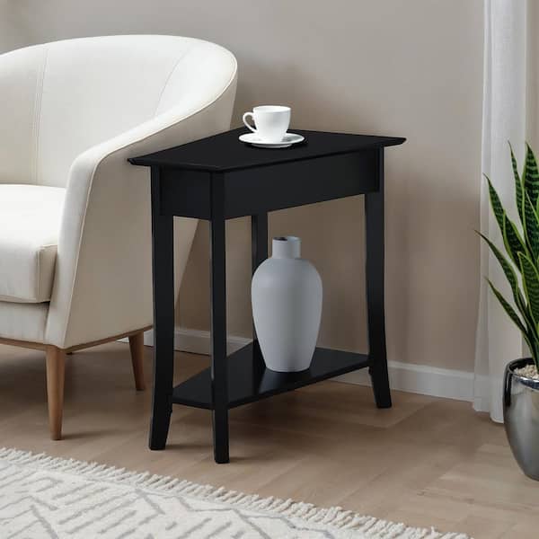 Designs2Go Ensenada 16 in. W Black Wood Wedge End Table with Shelf