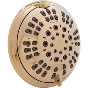 High Pressure Boosting 6-Spray Patterns with 2.5 GPM 4 in. Wall Mount Rain Fixed Shower Head in Polished Brass