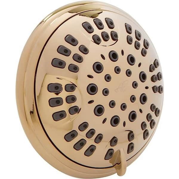 Unbranded High Pressure Boosting 6-Spray Patterns with 1.8 GPM 4 in. Wall Mount Rain Fixed Shower Head in Polished Brass