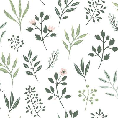 Cynara White Scandinavian Floral Wallpaper Sample