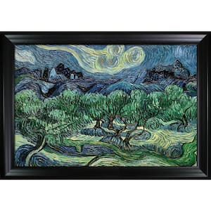 Olive Trees with Alpilles in Background by Vincent Van Gogh Black Matte Framed Nature Painting Art Print 29 in. x 41 in.