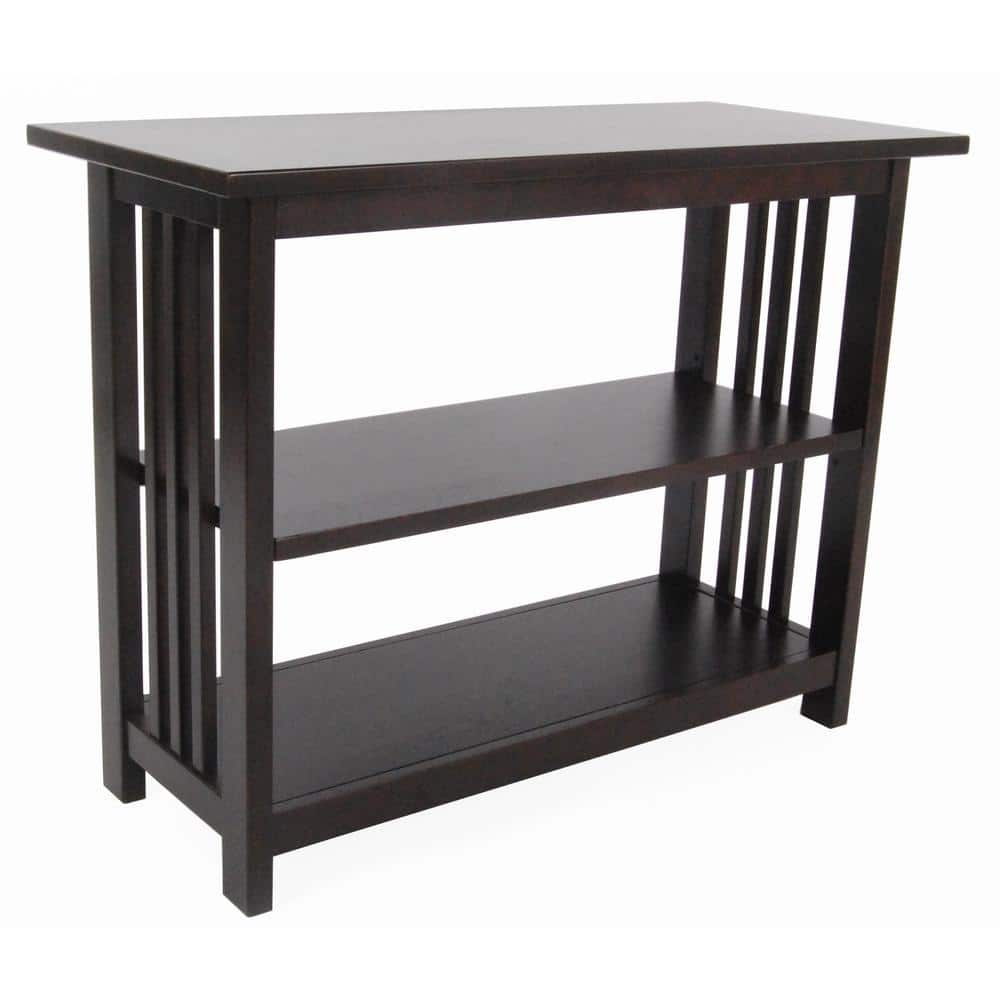 Espresso Dark Wood Mission Style Under-Window Bookshelf