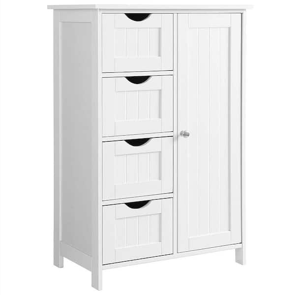 Bathroom Floor Cabinet,Free Standing Storage Organizer with Single Door &  Adjustable Shelf, Narrow Side Cabinet for Living Room, White 