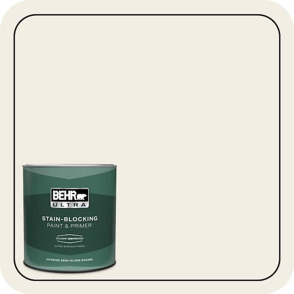 BEHR ULTRA 1 qt. #QE-01 Jet White Extra Durable Semi-Gloss Enamel Interior Paint & Primer