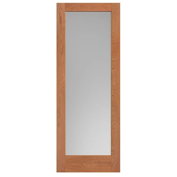 Masonite 30 in. x 84 in. Cherry Veneer 1-Lite Solid Wood Interior Barn Door Slab