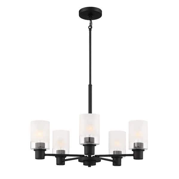Cedar Lane 5-Light Matte Black Modern Sputnik Chandelier for Dining Areas with No Bulbs Included