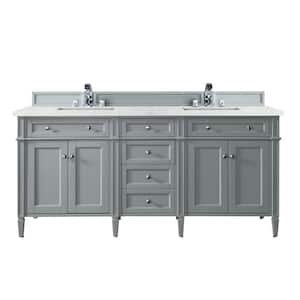 Brittany 72 in. W x 23.5 in. D x 34 in. H Double Bath Vanity in Urban Gray with Quartz Top in Eternal Jasmine Pearl