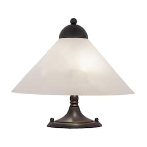 Bristol 10.75 in. 2-Light Dark Granite Semi-Flush with 12 in. White Marble Glass Shade No Bulbs Included