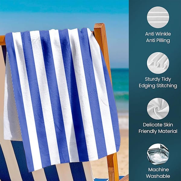 JML Violeta Microfiber Cabana Stripe Beach Towel 30 in. x 60 in