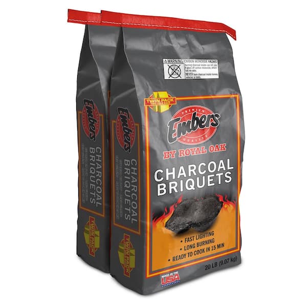 Embers 20 lbs. Twin Pack Charcoal Briquettes