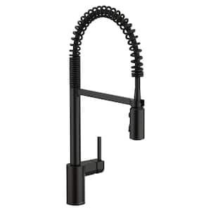 Align Single Handle Pre-Rinse Spring Pulldown Sprayer Kitchen Faucet with Power Clean in Matte Black