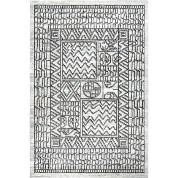 nuLOOM Joannie Contemporary Abstract Patterned Beige 6 ft. 7 in. x 9 ft. Area Rug