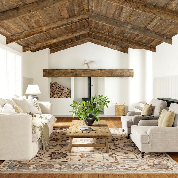 Woodland Bordered Wool Multicolor 8 ft. x 10 ft. Indoor/Outdoor Patio Area Rug