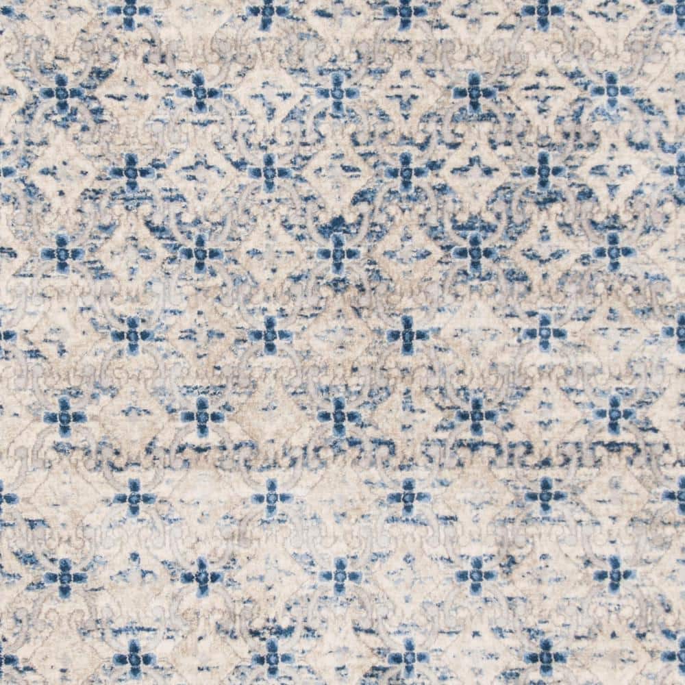 Elegant Brentwood 5' Square Light Grey/Blue Synthetic Area Rug