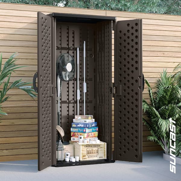 2 ft. 8.25 in. W x 2 ft. 1.5 in D x 6 ft. H Plastic Resin Outdoor Storage Cabinet Shed in Stoney (Gray)
