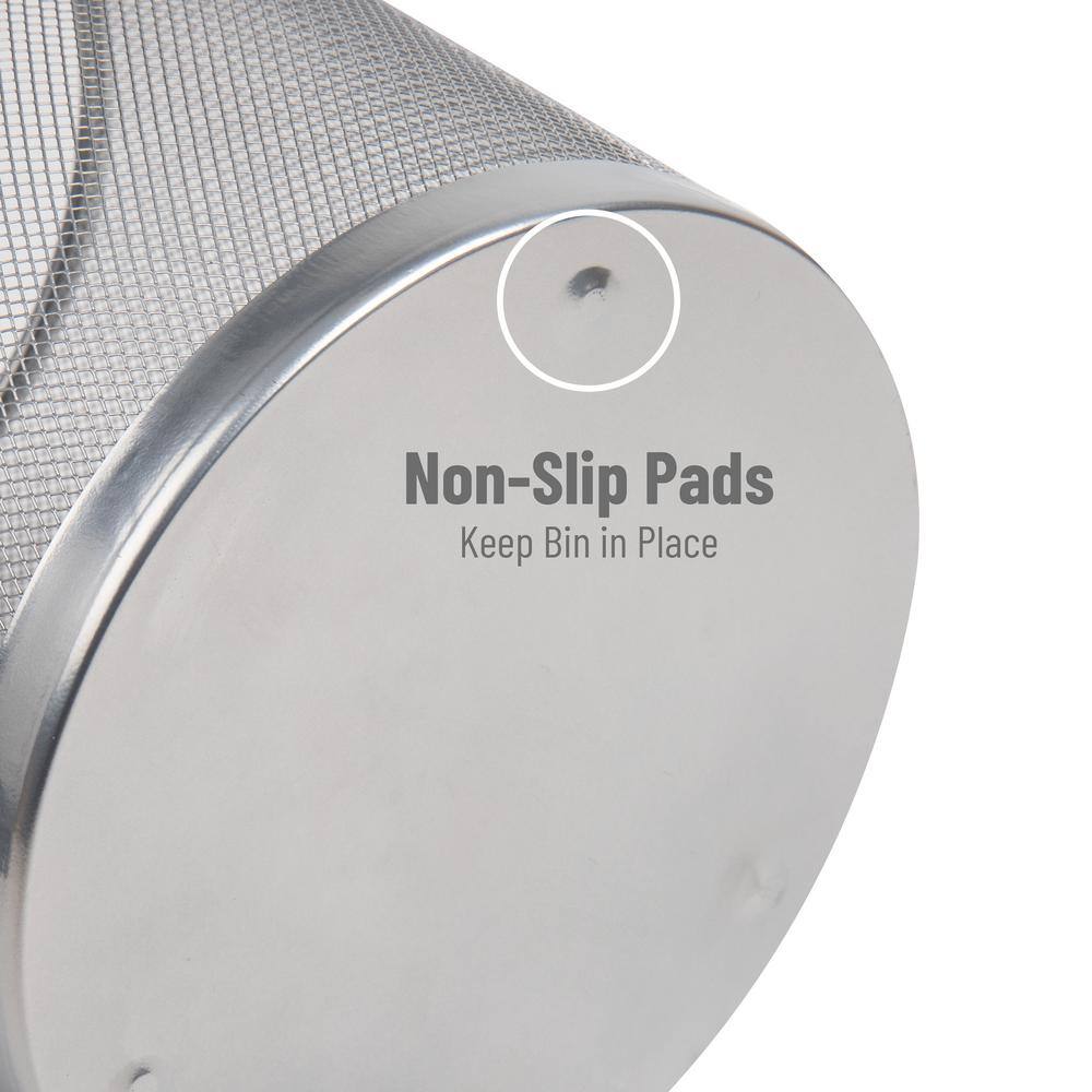 Silver Stainless Steel Mesh Office Trash Can, 12" x 14.5"
