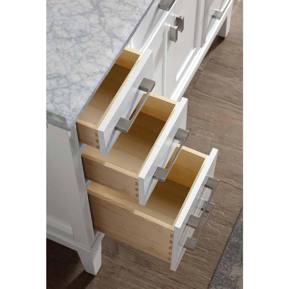 Danny 42" White Solid Wood Bathroom Vanity with Marble Top