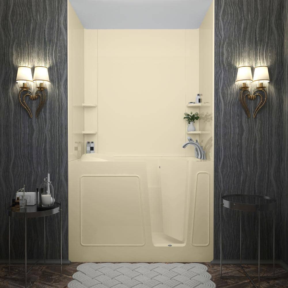 60'' x 30'' White Fiberglass Walk-in Bathtub with Faucet