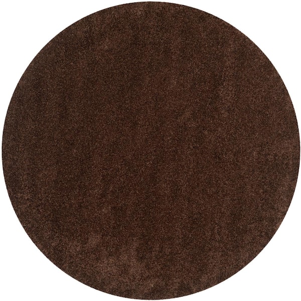 SAFAVIEH California Shag Brown 4 ft. x 4 ft. Round Solid Area Rug