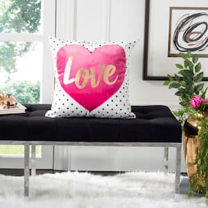 Pure Love White/Pink 16 in. x 16 in. Throw Pillow