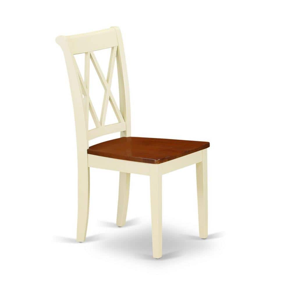 Buttermilk and Cherry Round Dining Table Set with X-Back Chairs