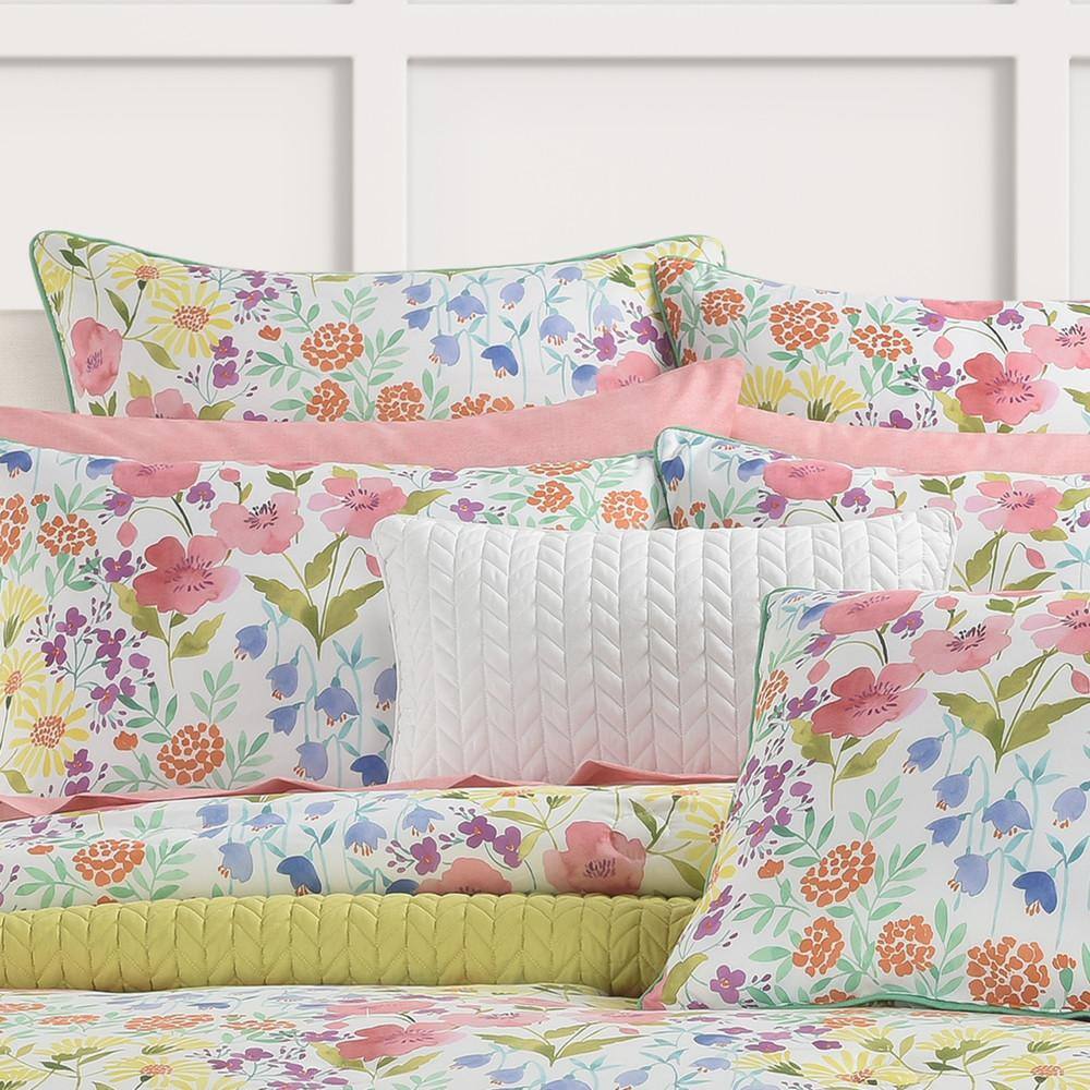 Colorful Floral Watercolor Polyester Euro Sham