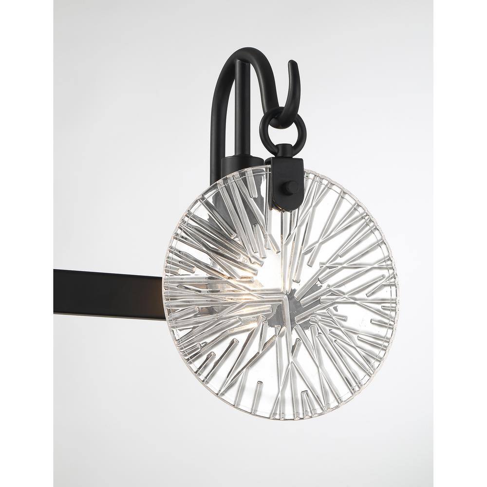 Matte Black 3-Light Vanity with Starburst Clear Glass Shades