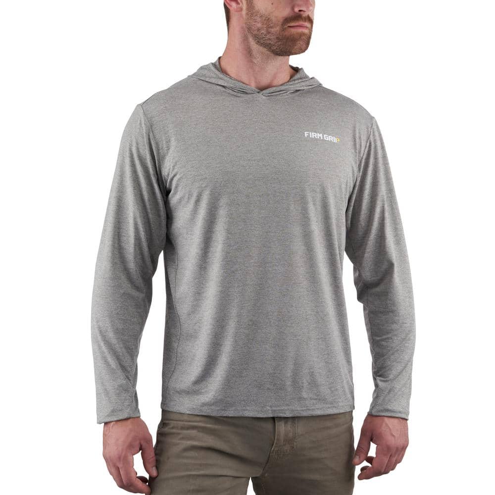 Mens Medium Gray Performance Long Sleeved Hoodie