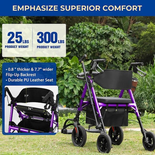 JFVKAF 2 in 1 Adjustable Seat Height Lightweight Foldable Rollator