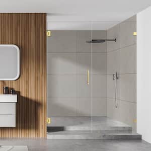 Roisin 60 in. W x 74 in. H Frameless Pivot Hinged Shower Door in Brushed Gold Finish with Clear Glass