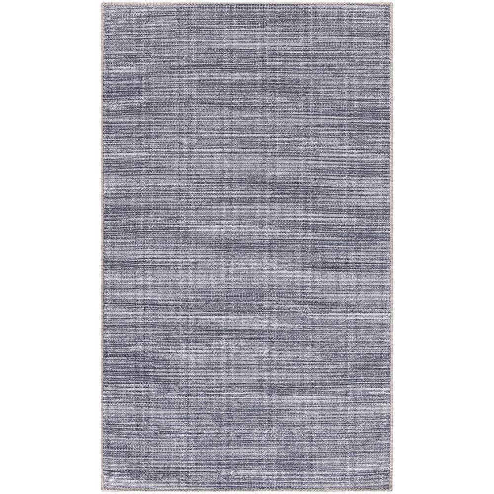 Nourison Washables Grey 3 ft. x 5 ft. Abstract Contemporary Area Rug