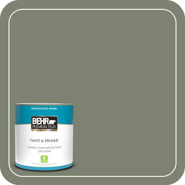 BEHR PREMIUM PLUS 1 qt. #PPU11-18 Cactus Garden Satin Enamel Low Odor Interior Paint & Primer