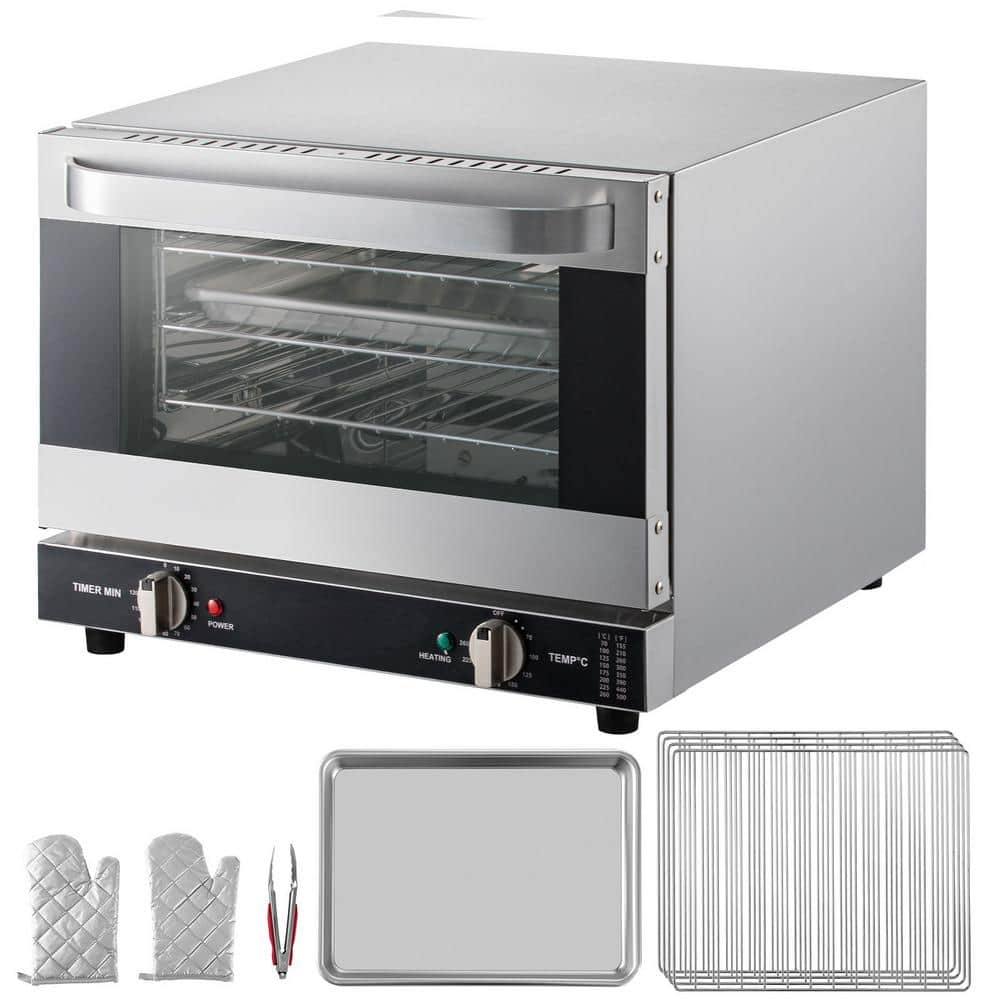 21 L/19 qt. Convection Oven, 1440 Watt Electric, Quarter-Size Countertop, 3-Tier Toaster in Silver, Front Glass Door