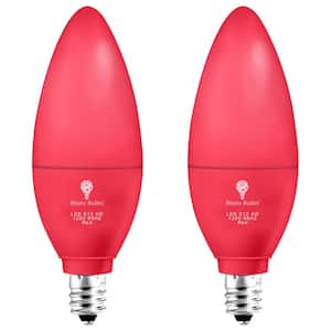 40-Watt Equivalent B11 Decorative  LED Light Bulb in Red (2-Pack)