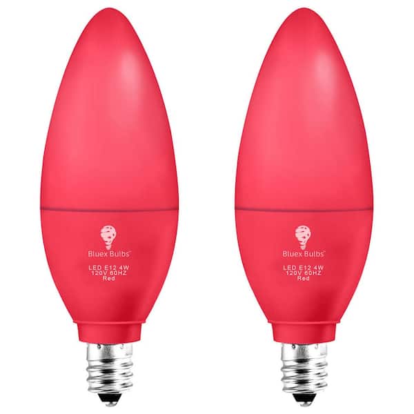 BLUEX BULBS 40-Watt Equivalent B11 Decorative LED Light Bulb in Red (2-Pack)