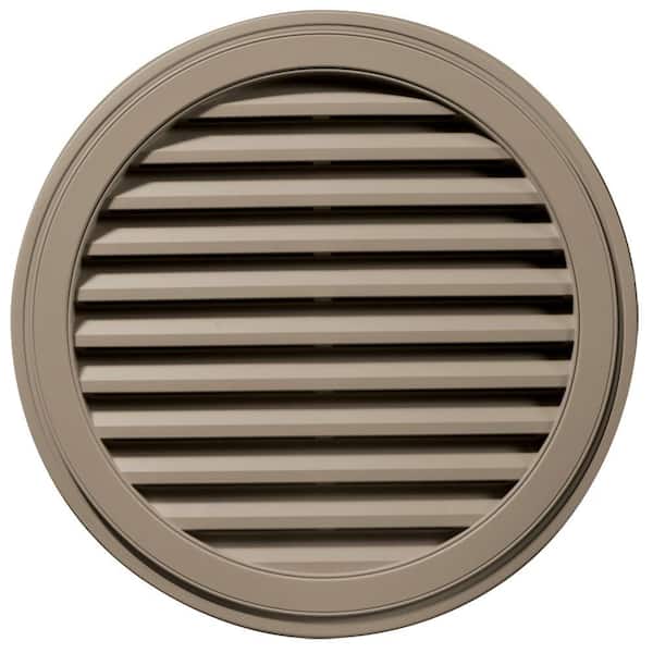 Builders Edge 36 in. x 36 in. Round Brown/Tan Plastic Weather Resistant Gable Louver Vent