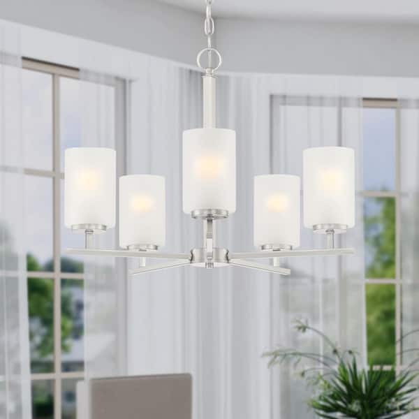 Designers Fountain Carmine 5-Light Brushed Nickel Modern Sputnik Chandelier for Dining Areas with No Bulbs Included