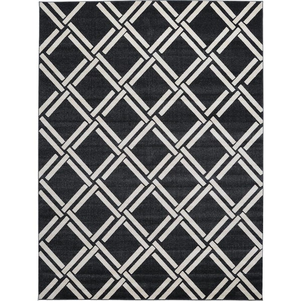 Unique Loom Trellis Detroit Black 9' 0 x 12' 0 Area Rug