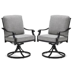 22 in. x 23 in. Outdoor Swivel Patio Dining Chairs Set of 2,360° Swivel Chairs with 3.5 in. GRAY