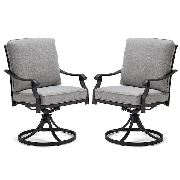 22 in. x 23 in. Outdoor Swivel Patio Dining Chairs Set of 2,360° Swivel ...