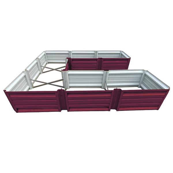 108 inch by 108 inch U Shaped Burgundy Metal Planter Box