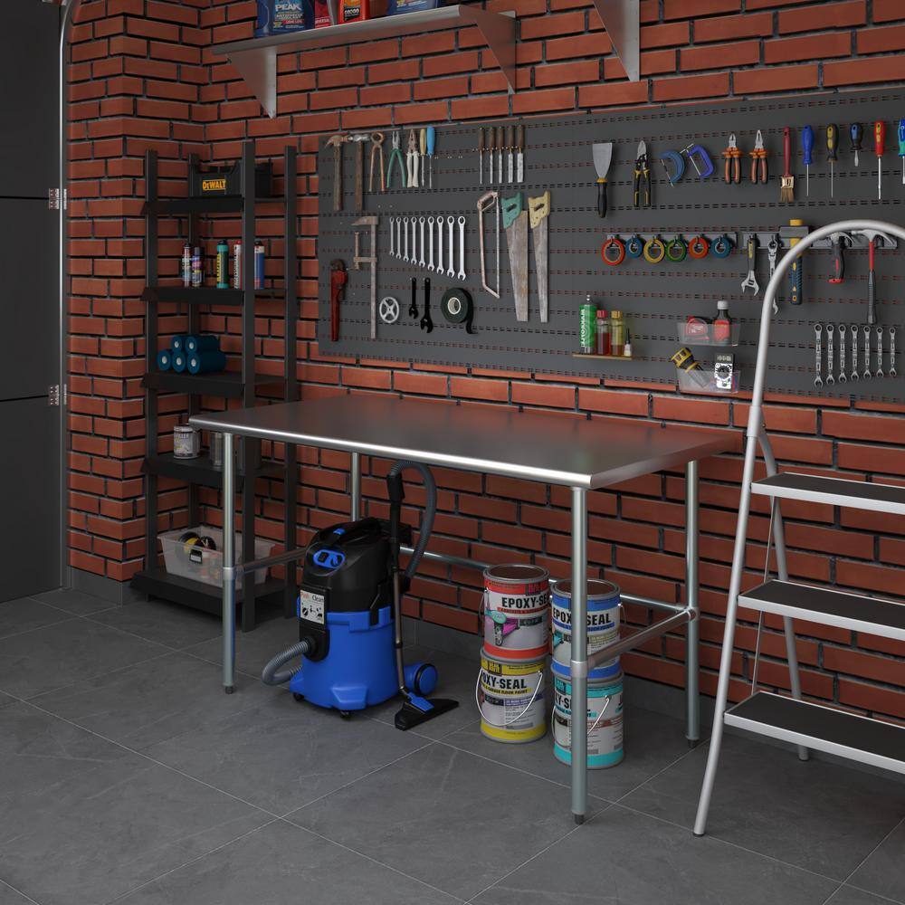 60" Long Stainless Steel Utility Work Table with Galvanized Steel Legs