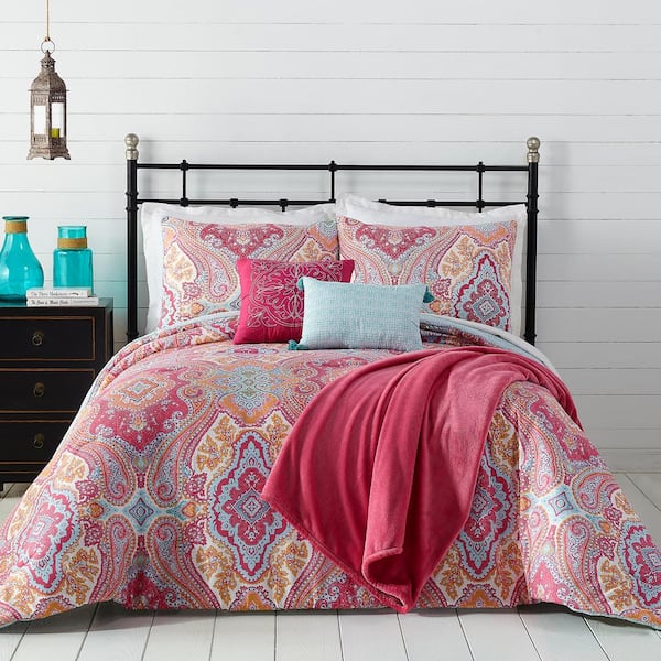Jessica Simpson 6-Piece Pink Candes Polyester Full/Queen Comforter Set
